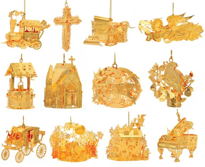 The danbury mint gold christmas ornament collection