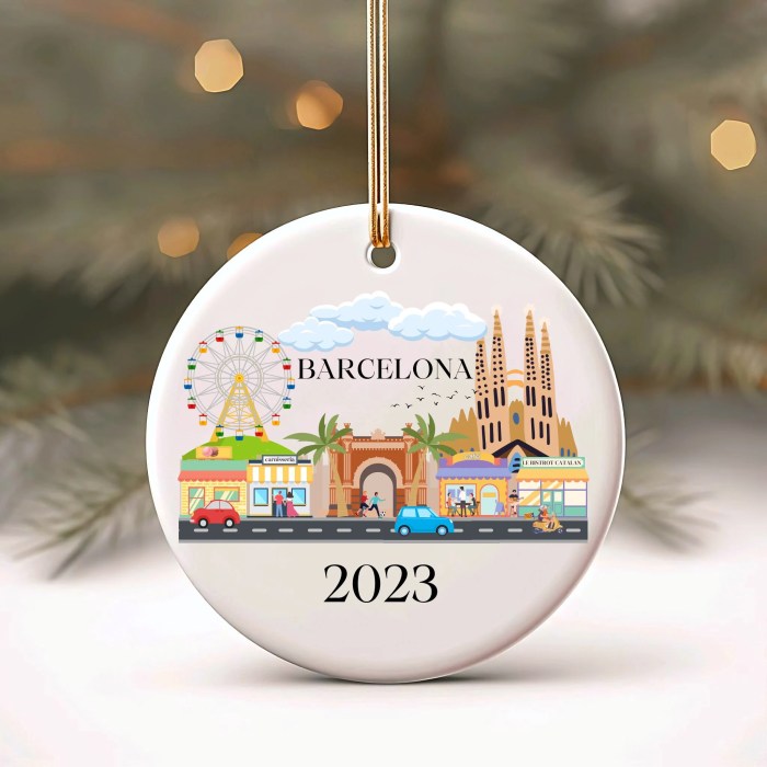 Barcelona spain christmas ornament